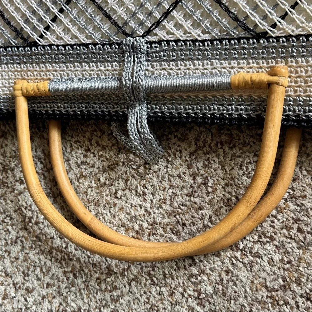 Elegant Woven‎ Handbag with Bamboo Handles